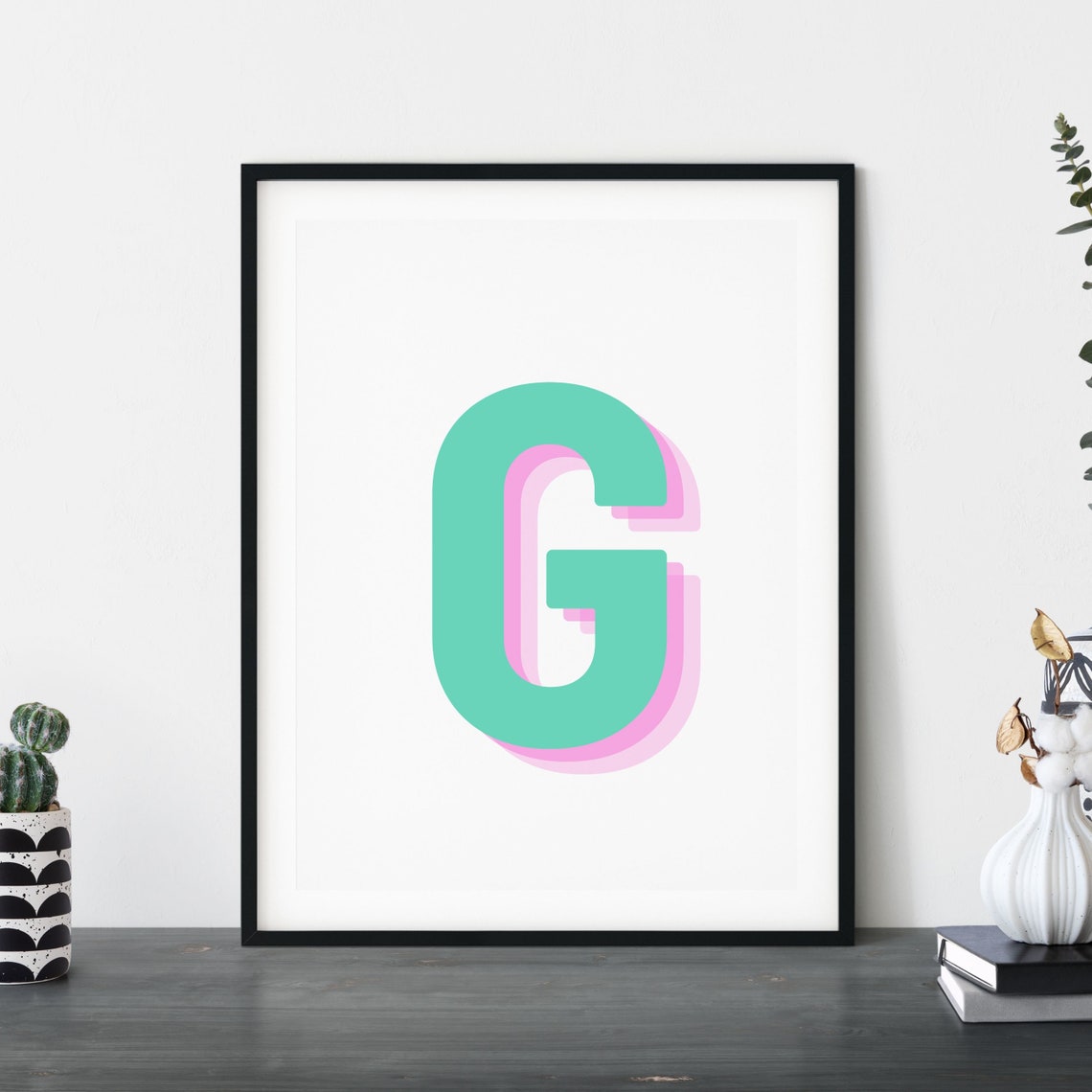 Retro 3D Letter G Monogram Alphabet Art - Image 2