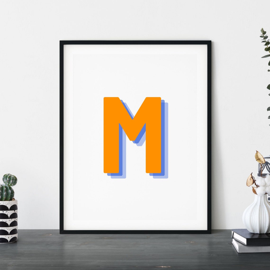 Retro 3D Letter M Monogram Poster Print - Image 3
