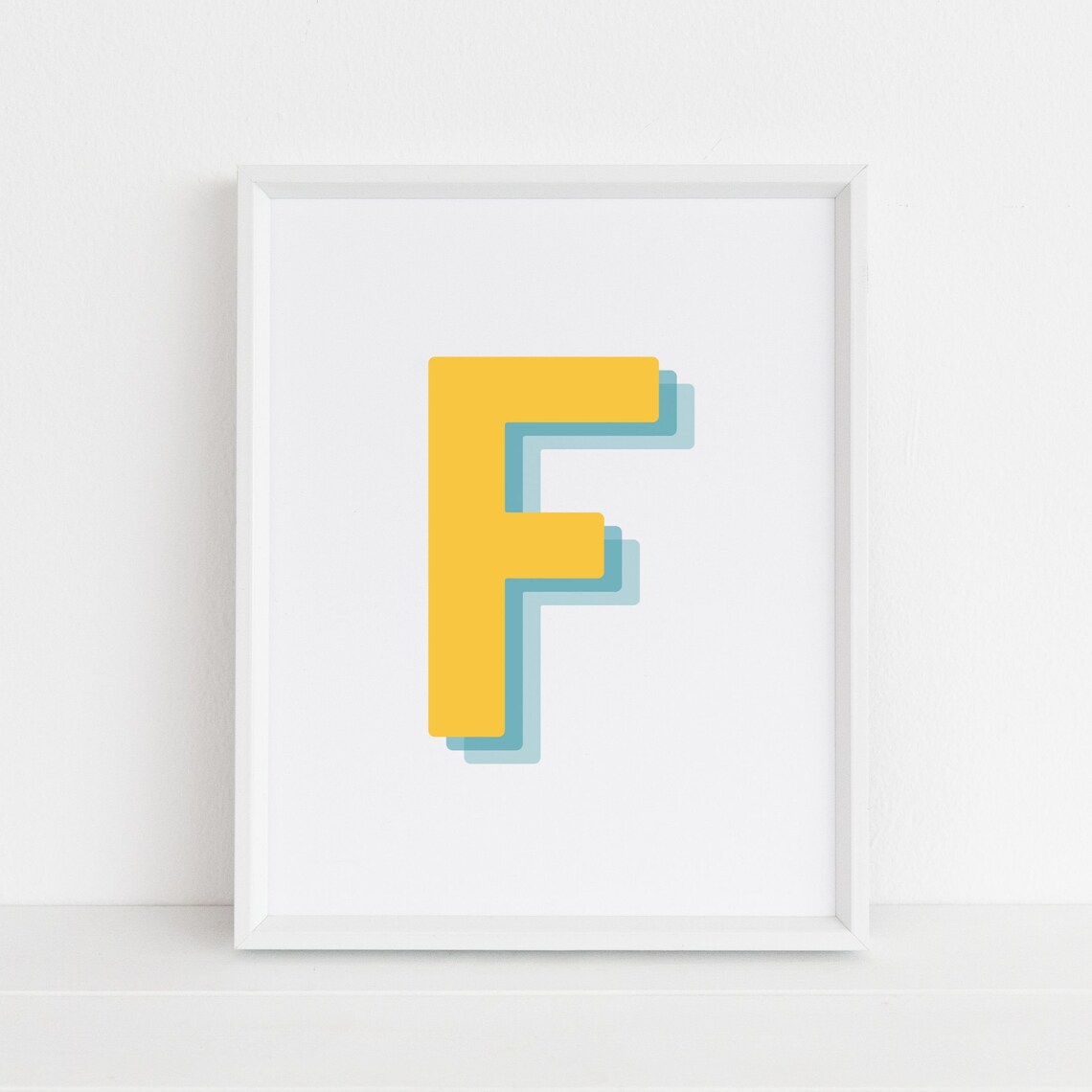Retro 3D F Letter Monogram, Baby Initial