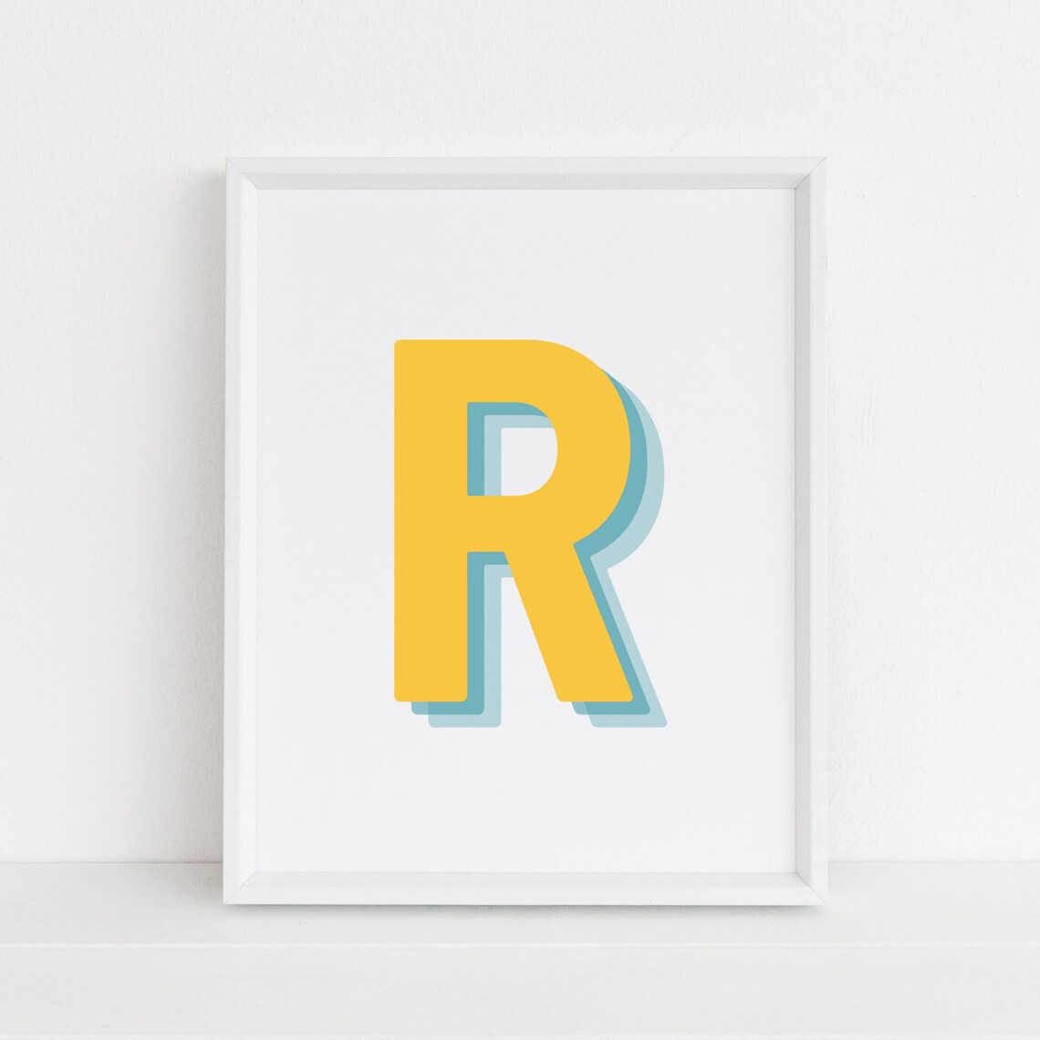 Retro 3D R Letter, Monogram Alphabet Art Print