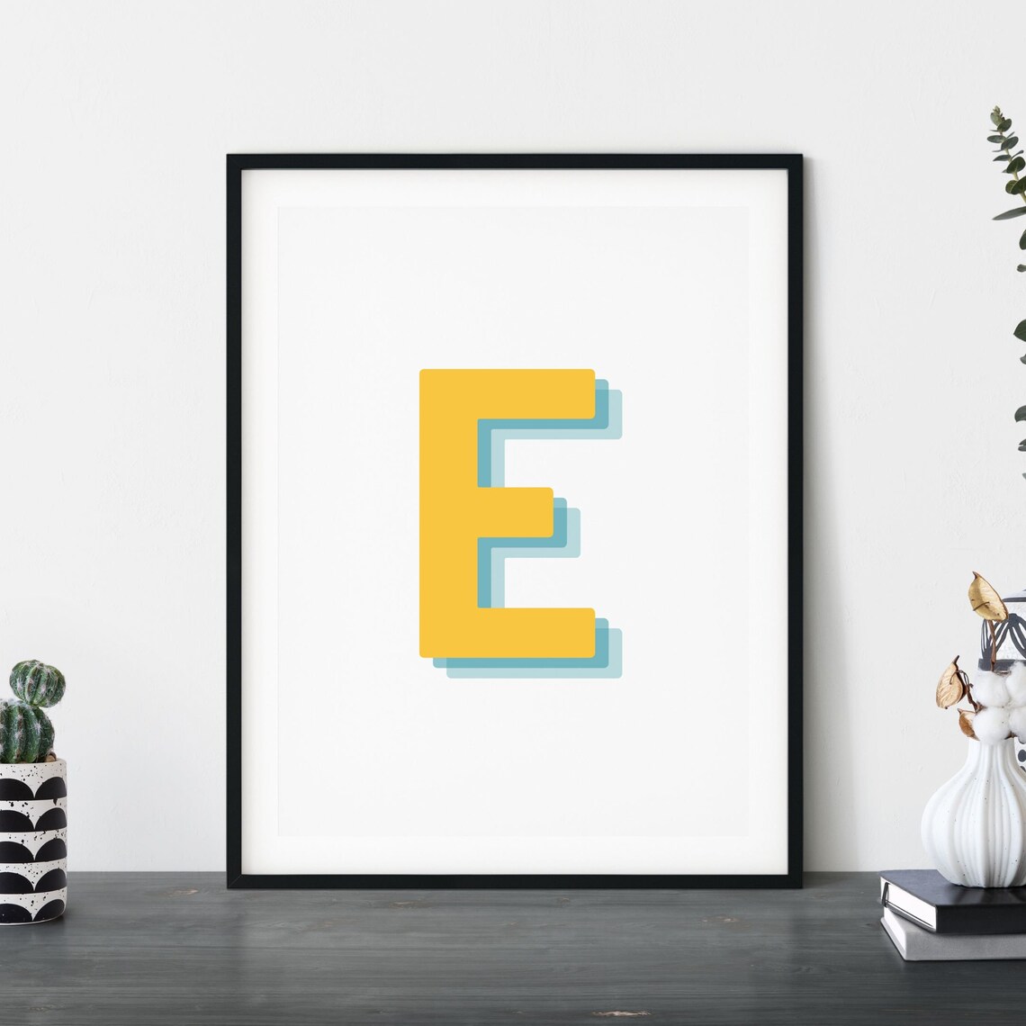 Retro 3D E Letter Monogram, Alphabet Print - Image 4