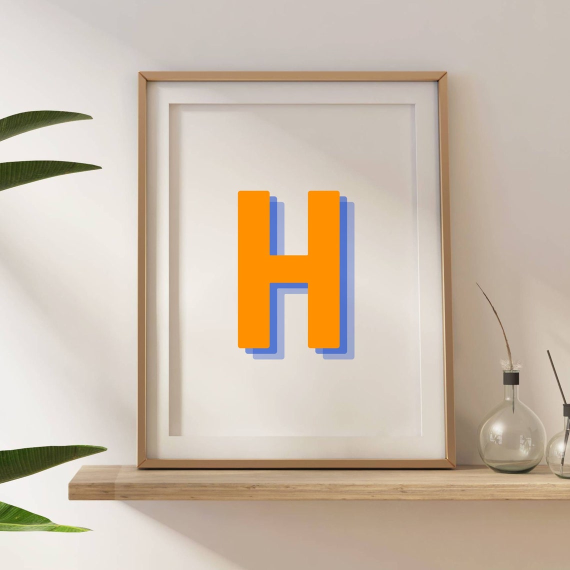 Retro 3D Letter H Monogram Art Print - Image 5