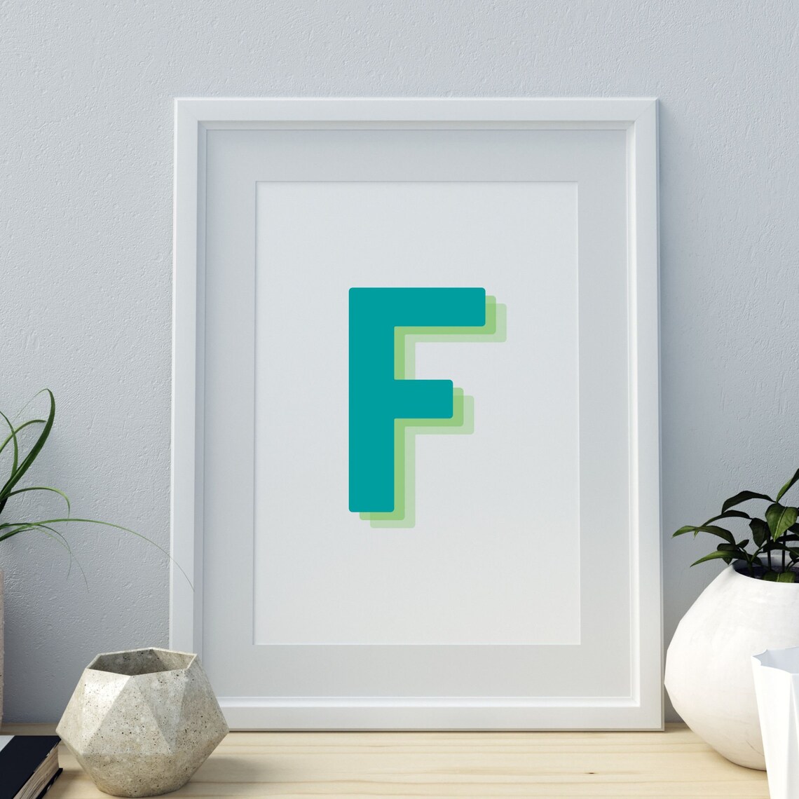 Retro 3D Letter F Monogram Alphabet Print - Image 4