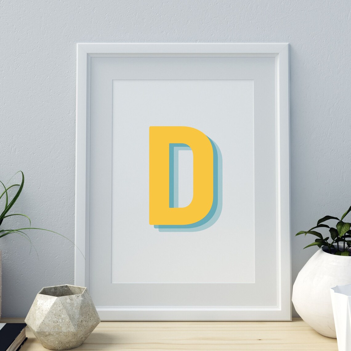 Retro 3D D Letter Monogram, Baby Initial Print - Image 4