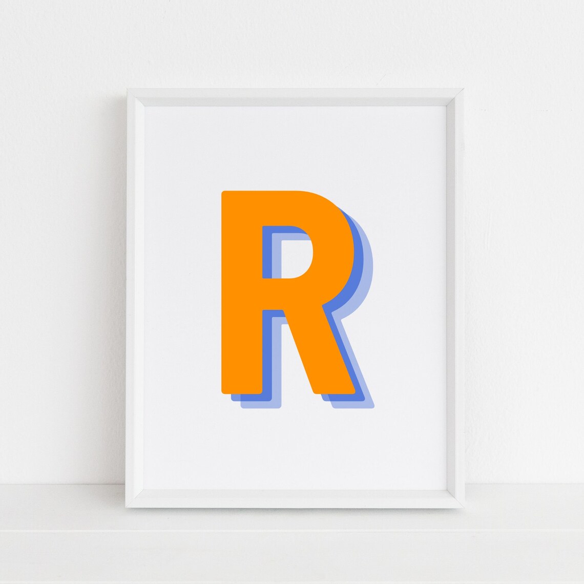 Retro 3D Letter R Monogram Alphabet Print