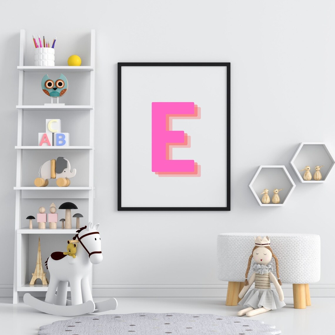 Letter E - Retro 3D Monogram - Image 3