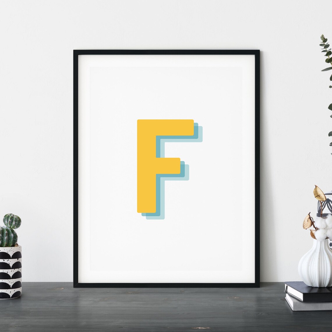 Retro 3D F Letter Monogram, Baby Initial - Image 5
