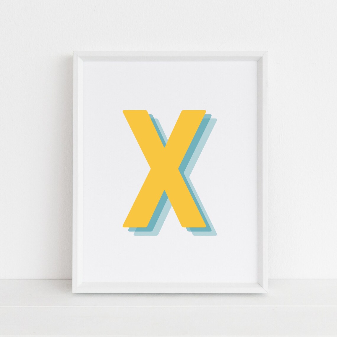 Retro 3D X Letter Monogram, Baby Initial Art Print