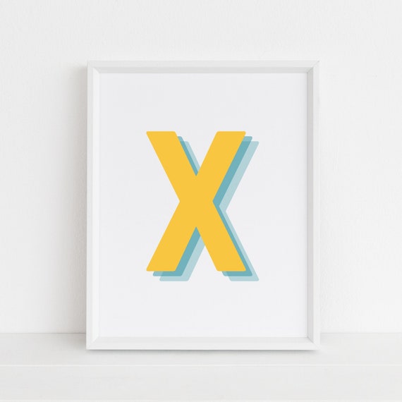 Retro 3D X Letter Monogram, Baby Initial Art Print