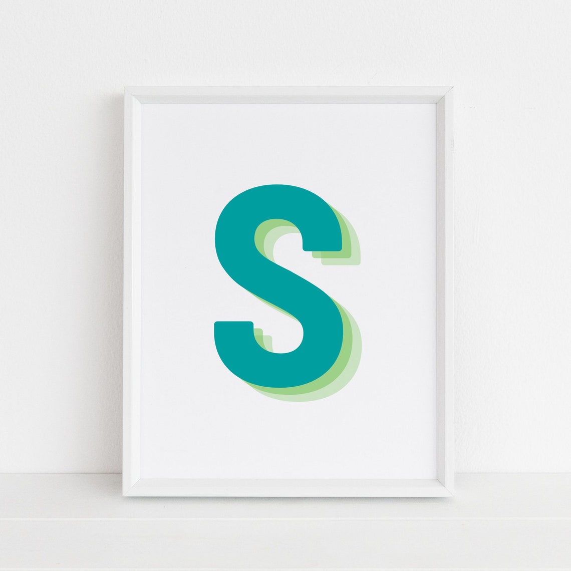 Retro 3D Letter S Monogram Art Print