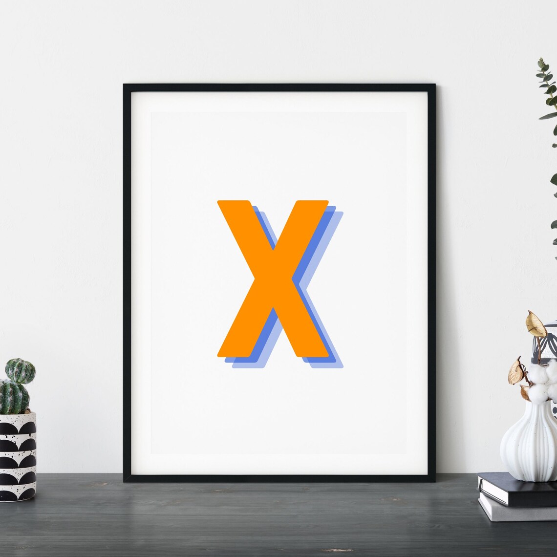 Retro 3D Letter X Monogram, Baby Letter Art - Image 5