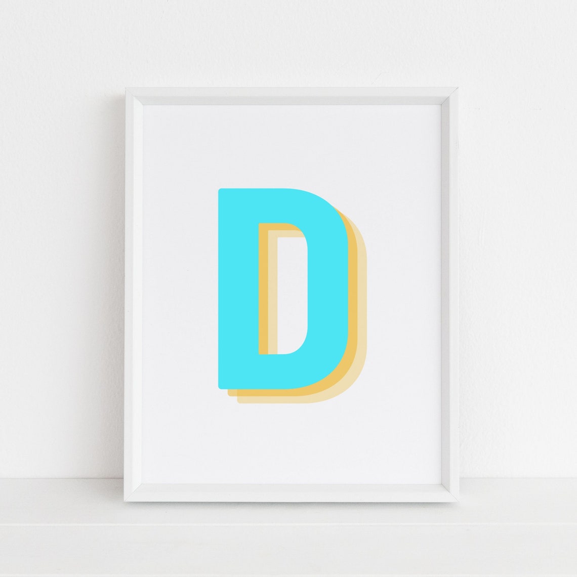 Retro 3d D Letter Print Monogram Letter Print Alphabet D Print Baby Initial Wall Print Wall Art