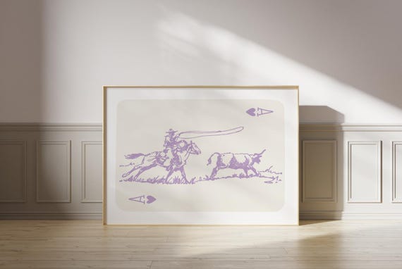 Purple Cowboy Playing Card Vintage Cowboy Rodeo Western Print Cowgirl Western Aesthetic Western Decor Western Art