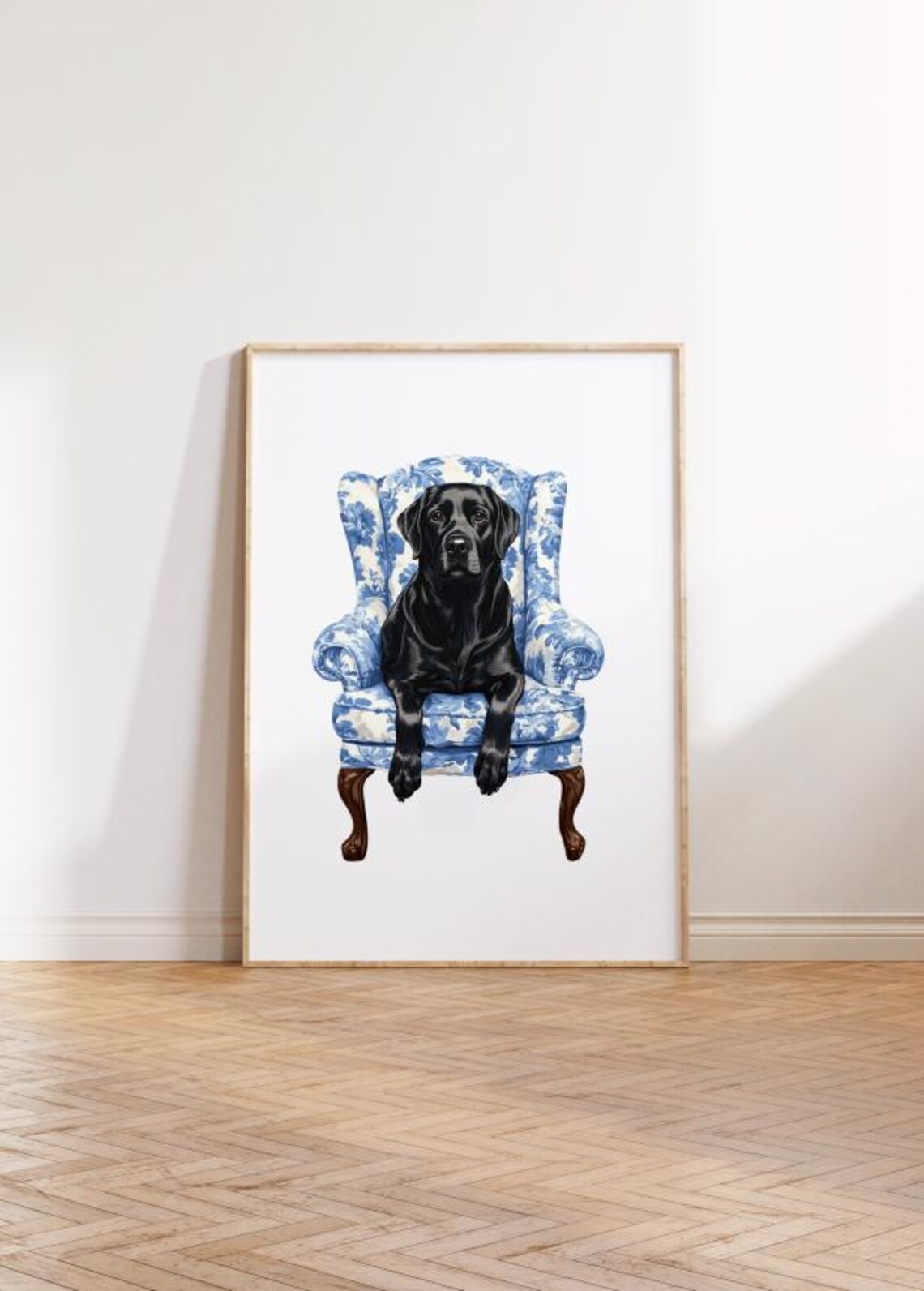 Chinoiserie Black Labrador Preppy Dog Art Print