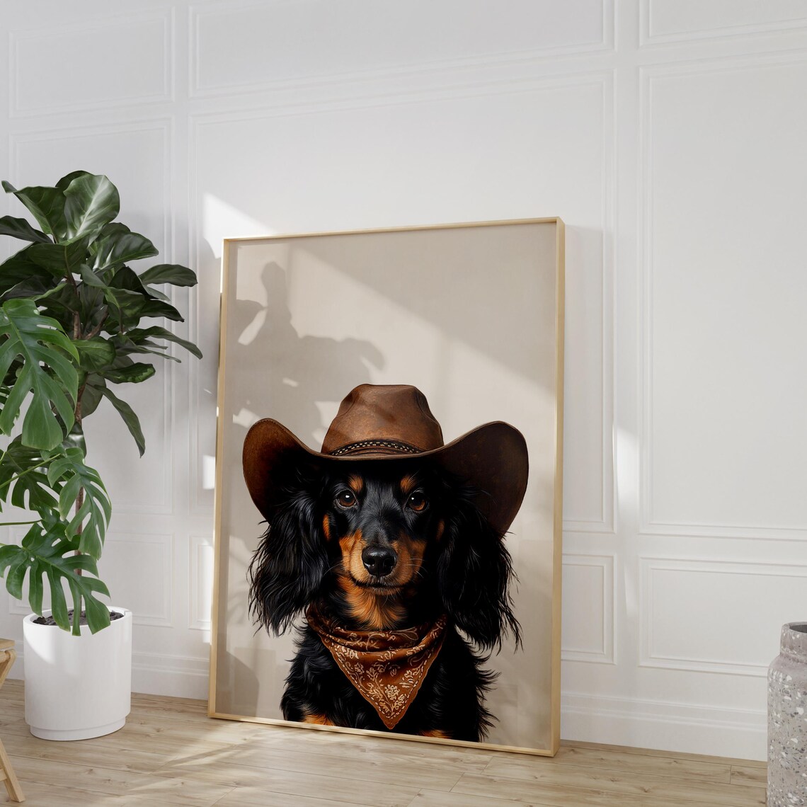 Dachshund Cowgirl Hat Print, Vintage Western Aesthetic - Image 2