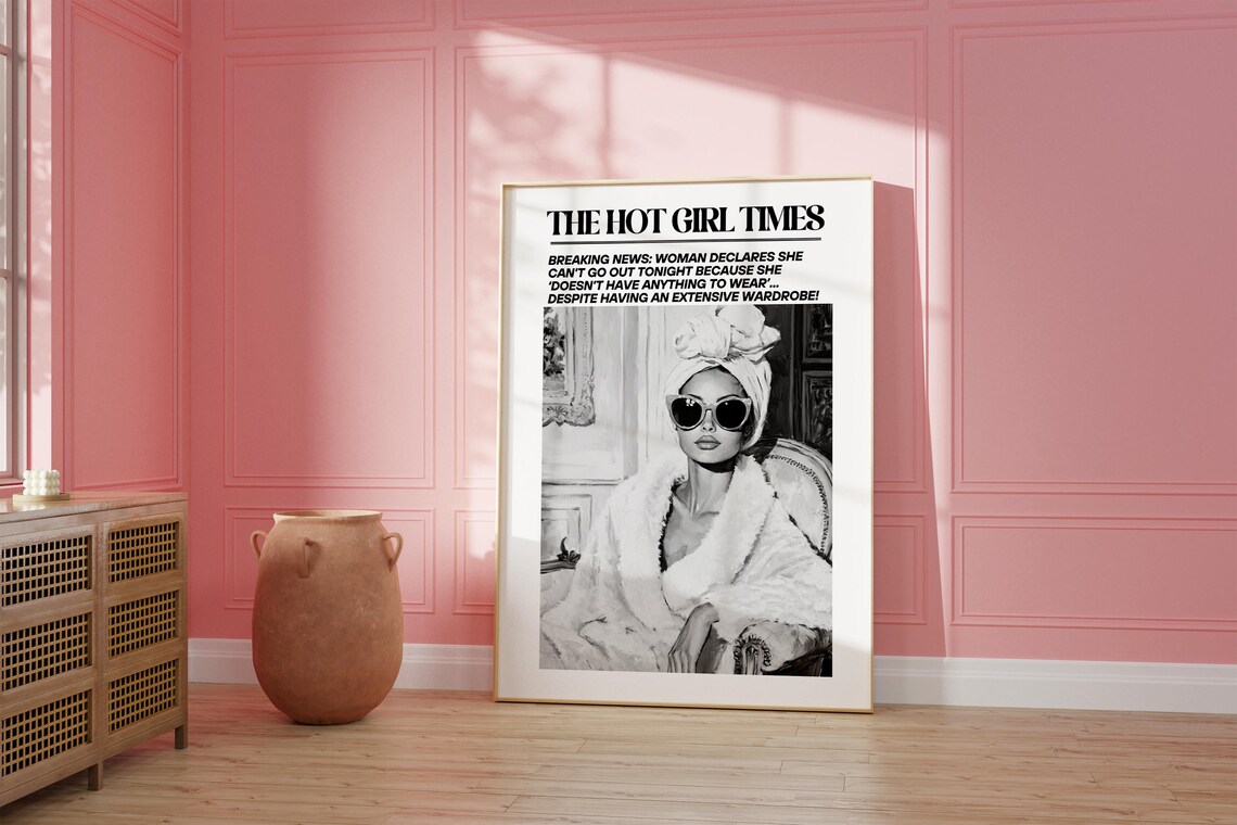 The Hot Girl Times Nothing to Wear Funny Newspaper Headline Poster - Image 2