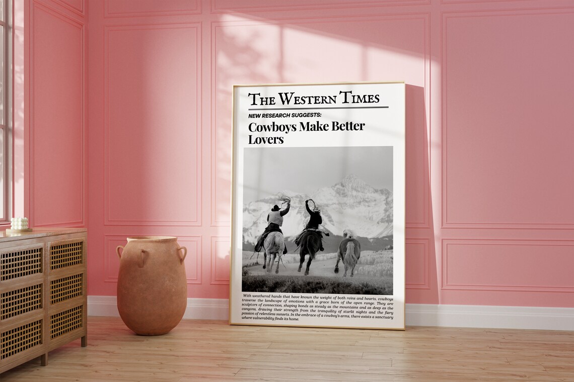 The Western Times Cowboys Make Better Lovers Funny Newspaper Poster - Image 2