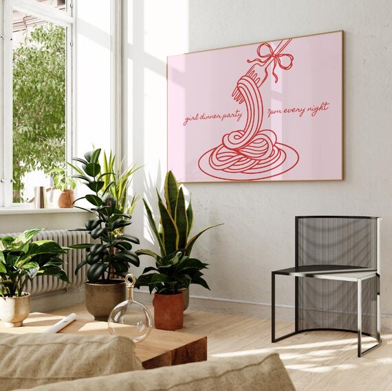 Girl Dinner Party Print Coquette Trendy Wall Art