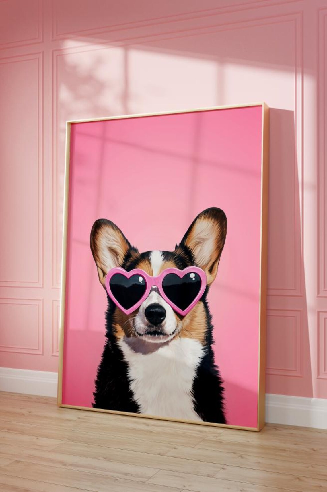 Pink Corgi Dog Print, Funky Preppy Kids Decor