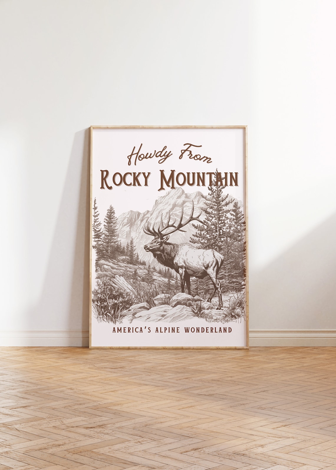 Howdy From Rocky Mountain Vintage Elk National Park Travel Poster