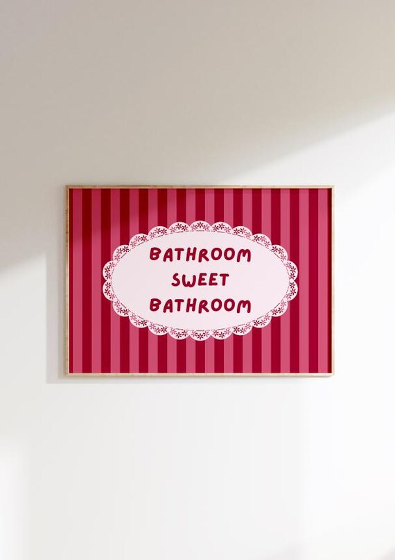 Bathroom Sweet Bathroom Bold Red Striped Preppy Wall Decor Poster