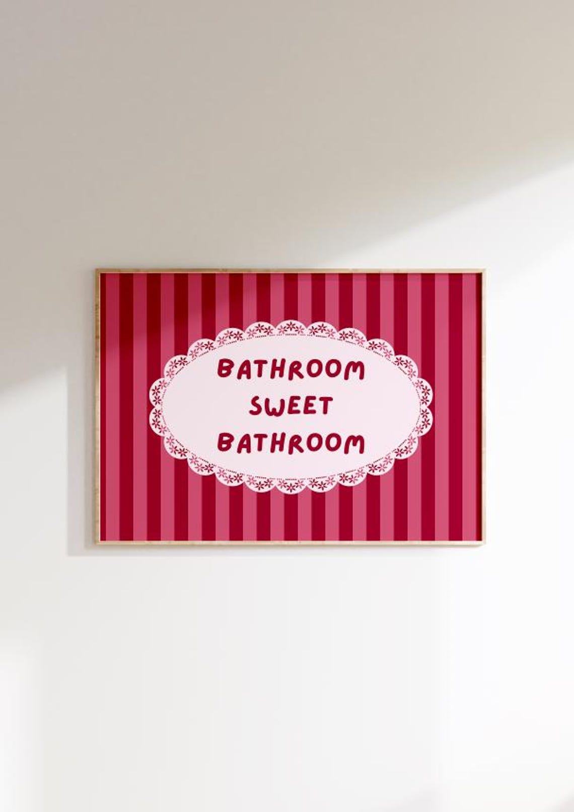 Bathroom Sweet Bathroom Bold Red Striped Preppy Wall Decor Poster