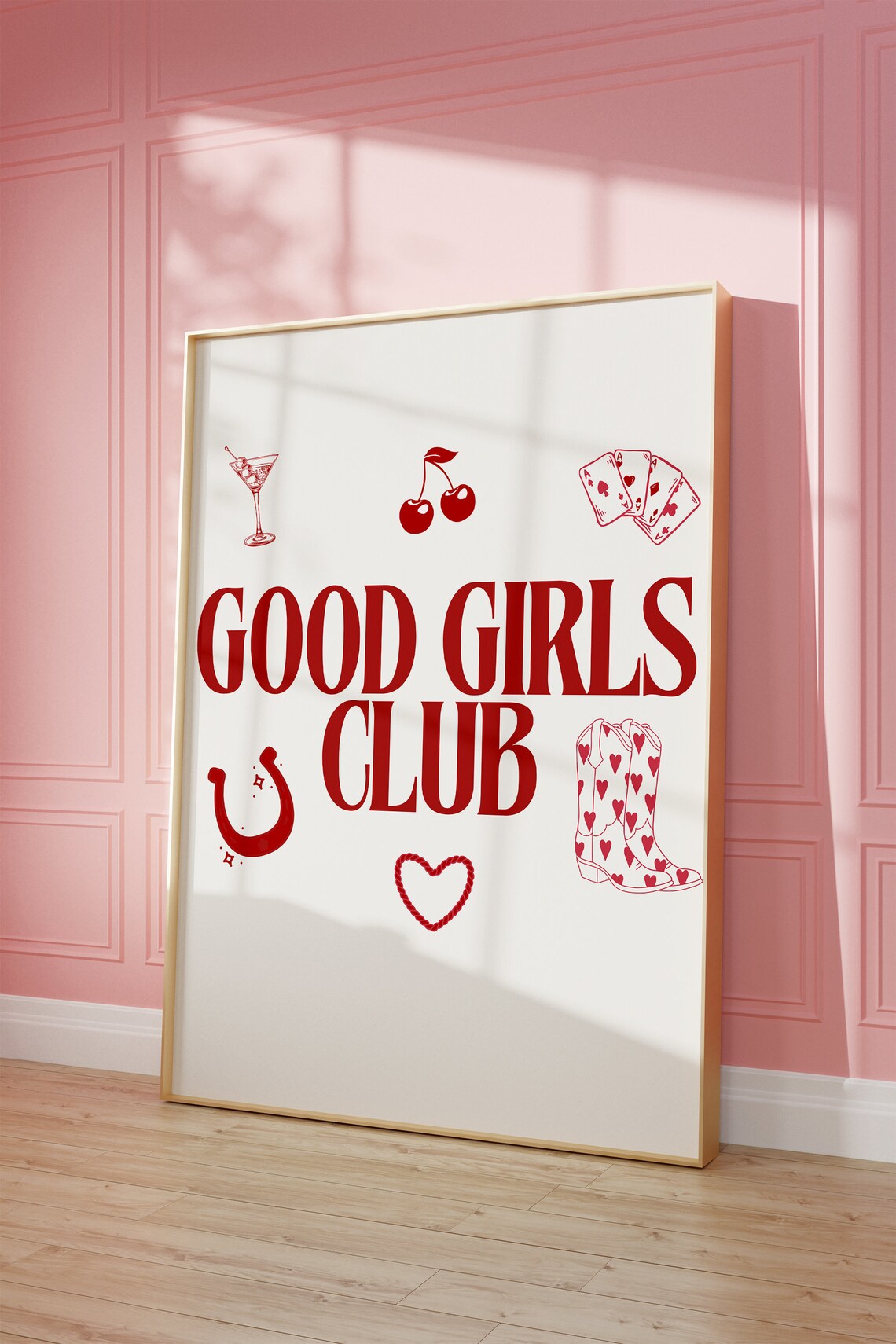 Good Girls Club Red Western Icons Typography Quote Wall Poster - Image 2