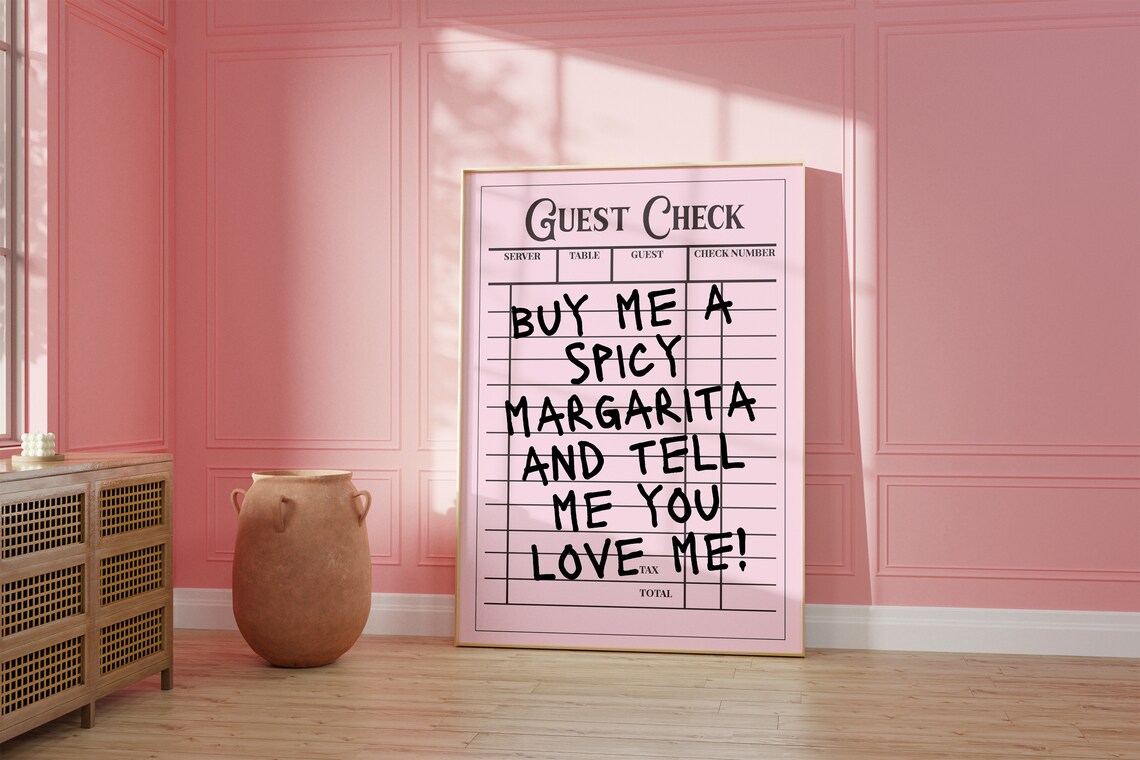 Buy Me A Spicy Margarita Vintage Guest Check Quote Poster Dorm - Image 2