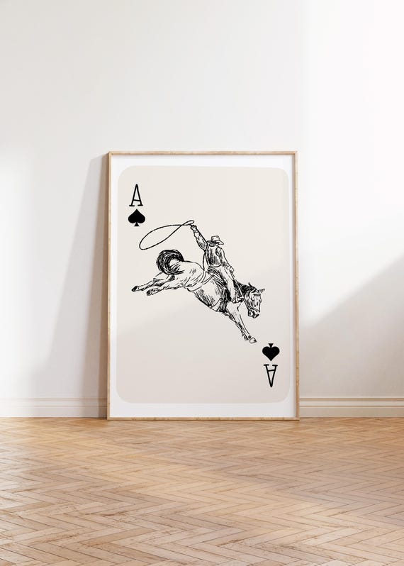 Cowboy Playing Card Vintage Cowboy Rodeo Cowboy Western Print Cowgirl Western Aesthetic Western Decor Western Art