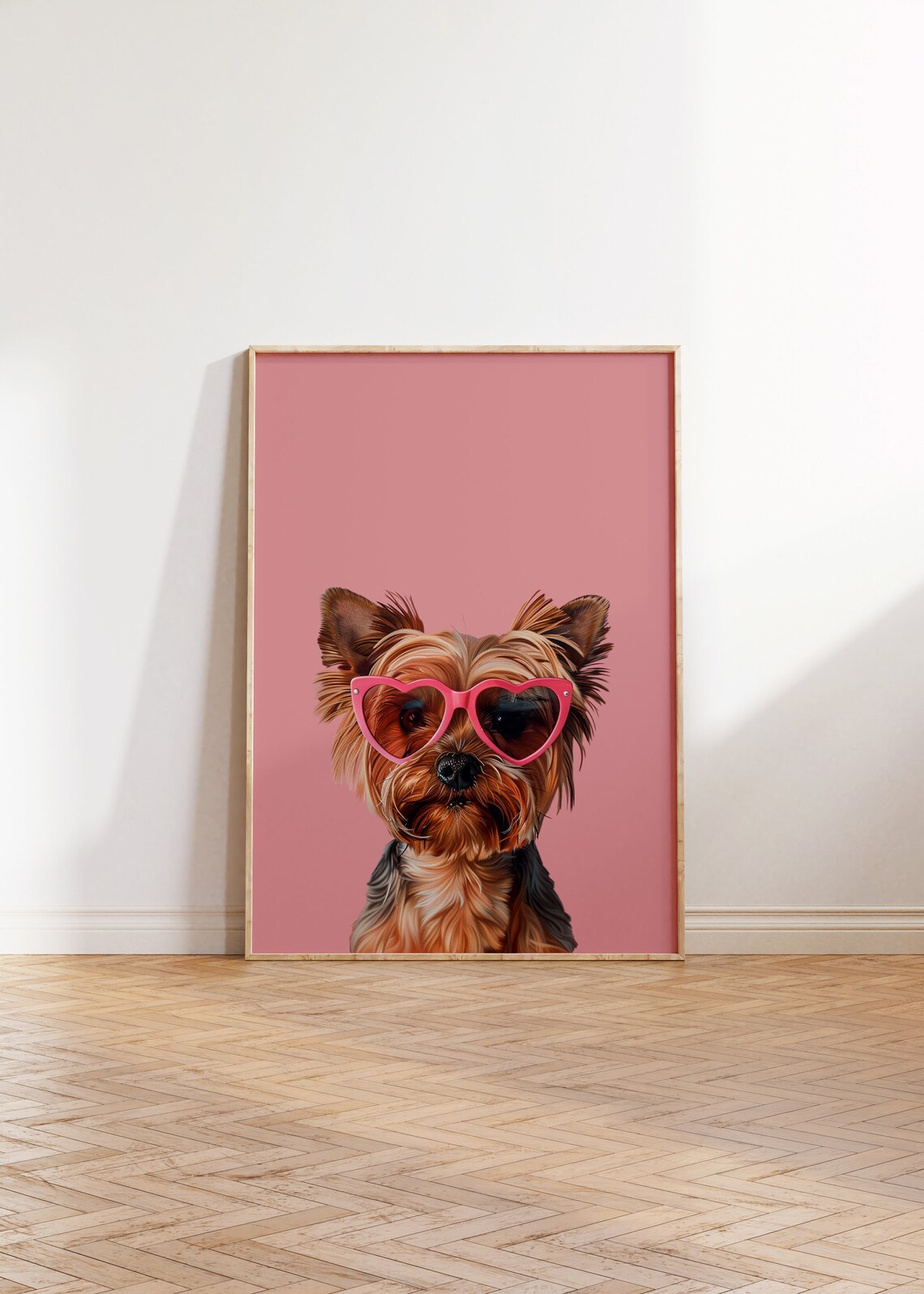 Pink Yorkie Print, Funky Preppy Art Poster - Image 2