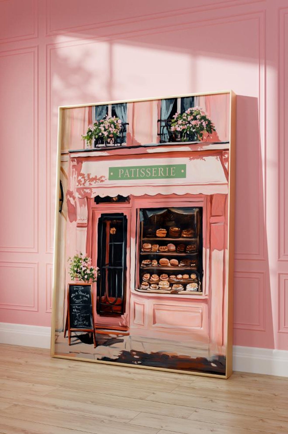 Pink Parisian Patisserie Bakery Storefront Pastry Shop Print