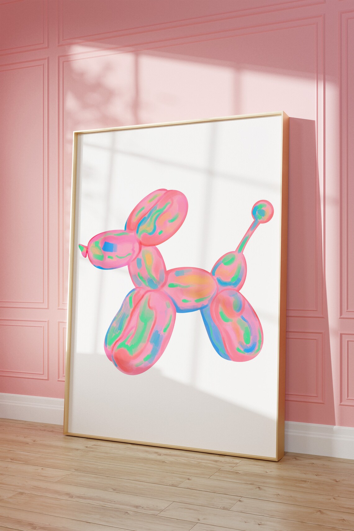 Colorful Balloon Dog Watercolor Pop Art Preppy Fun Wall Poster
