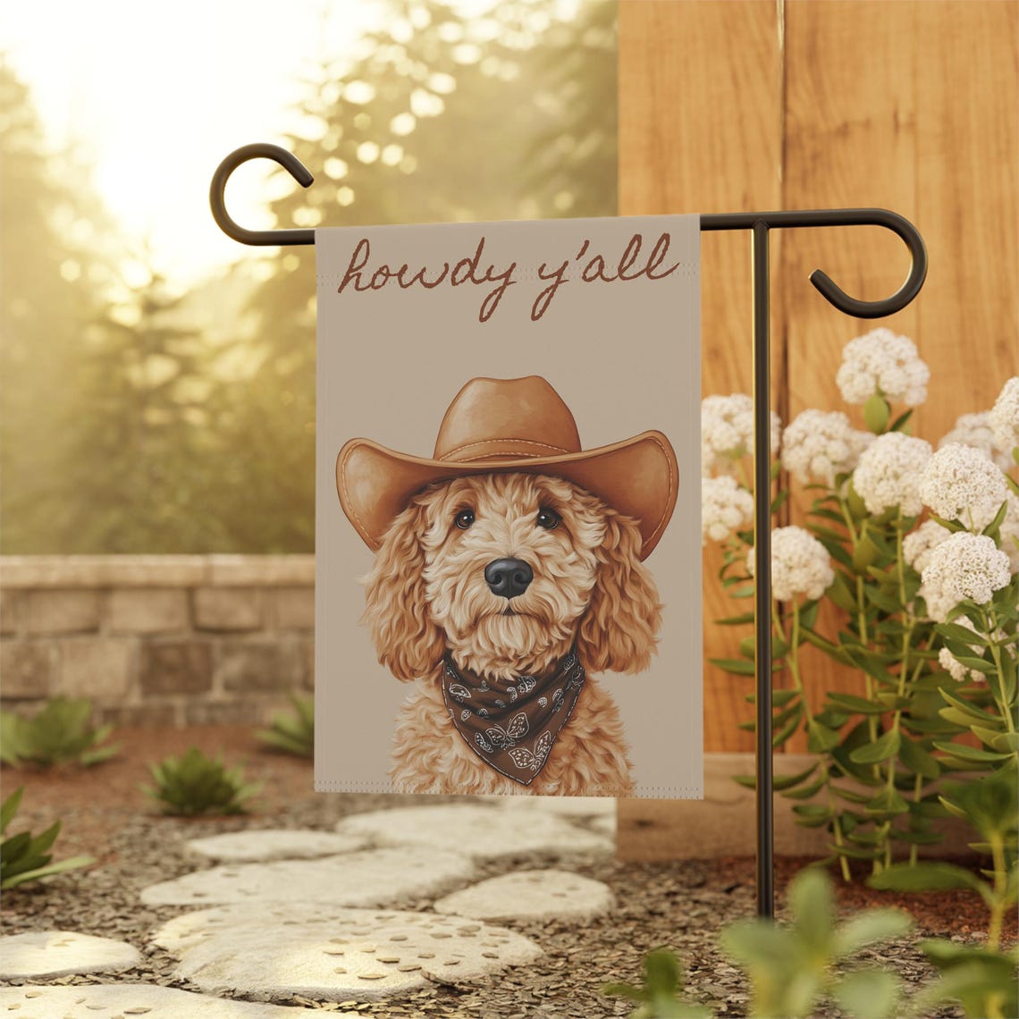 Howdy Yall Cowboy Doodle Dog Hat Western Welcome Sign Poster