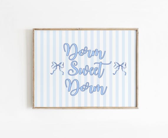 Dorm Sweet Wall Art Blue Print Apartment Vintage Bar Cart Retro