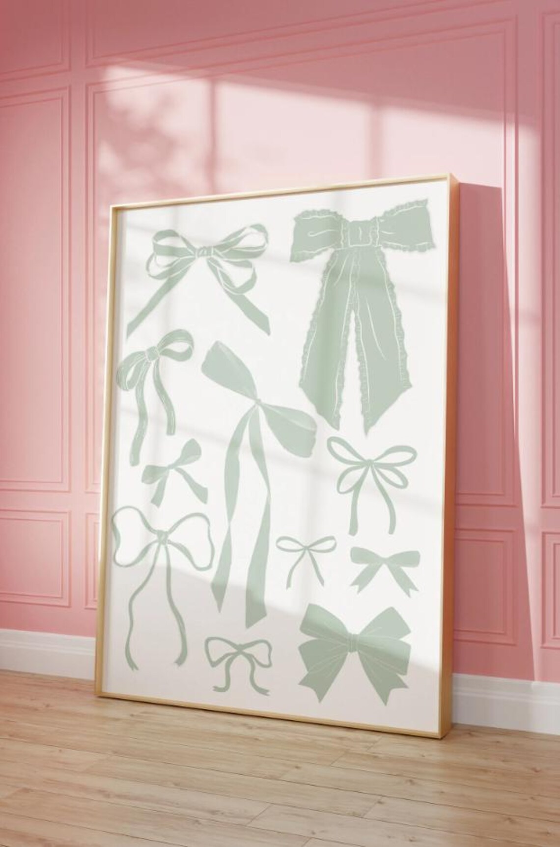 Pink Bow Hair Ribbon, Coquette Cottagecore Decor Art - Image 2