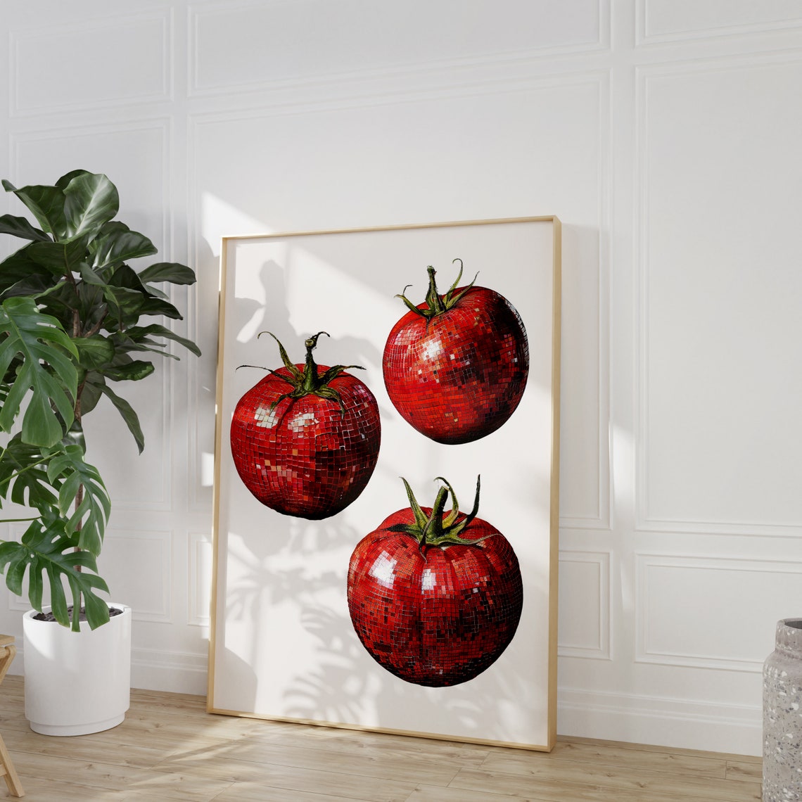 Disco Ball Tomatoes Trio Funky Red Kitchen Art Poster for Dorms - Image 2