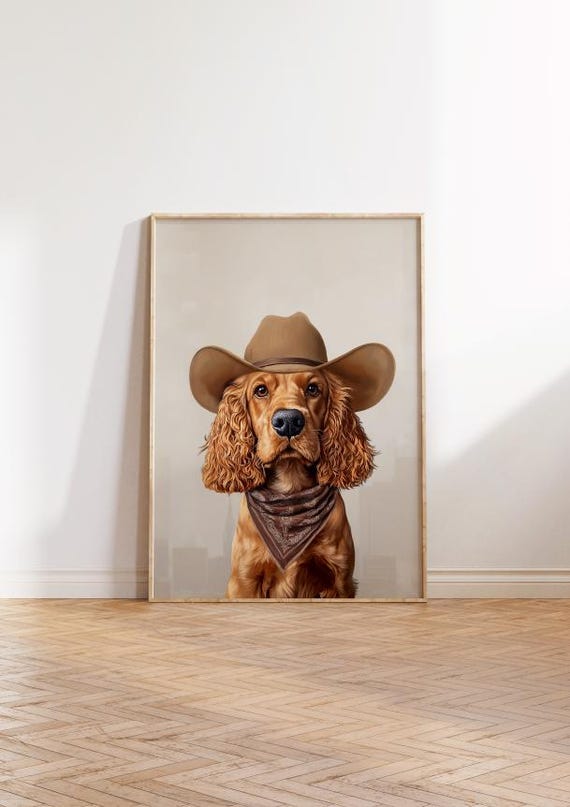 Golden Cocker Spaniel In Cowboy Hat Art Print