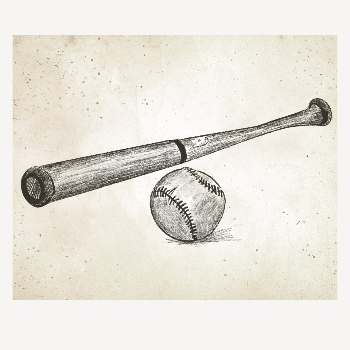 Vintage Baseball Bat Sketch Nursery Art Print - Image 3