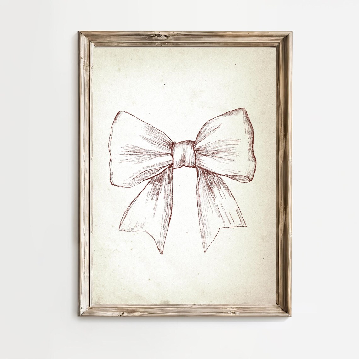 Vintage Blush Bow Sketch Coquette Western Preppy Nursery Wall Art