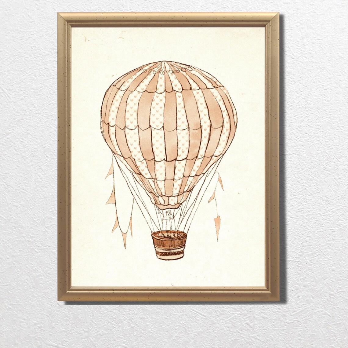 Vintage Pink Hot Air Balloon Nursery Art Print - Image 3
