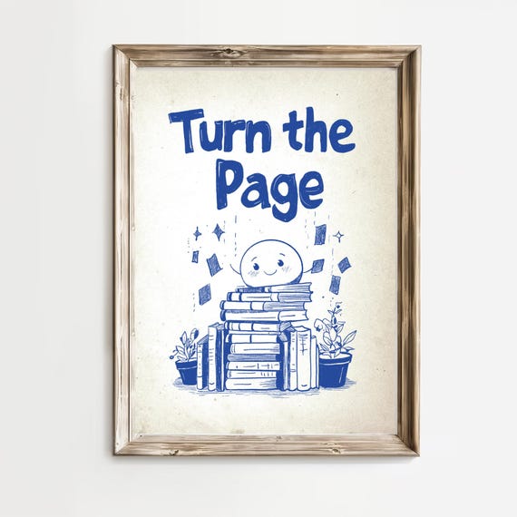 Retro Motivational Quote Poster Turn The Page Print Modern Decor Motivational Prints Vintage Wall Art Poster Positivity Decor