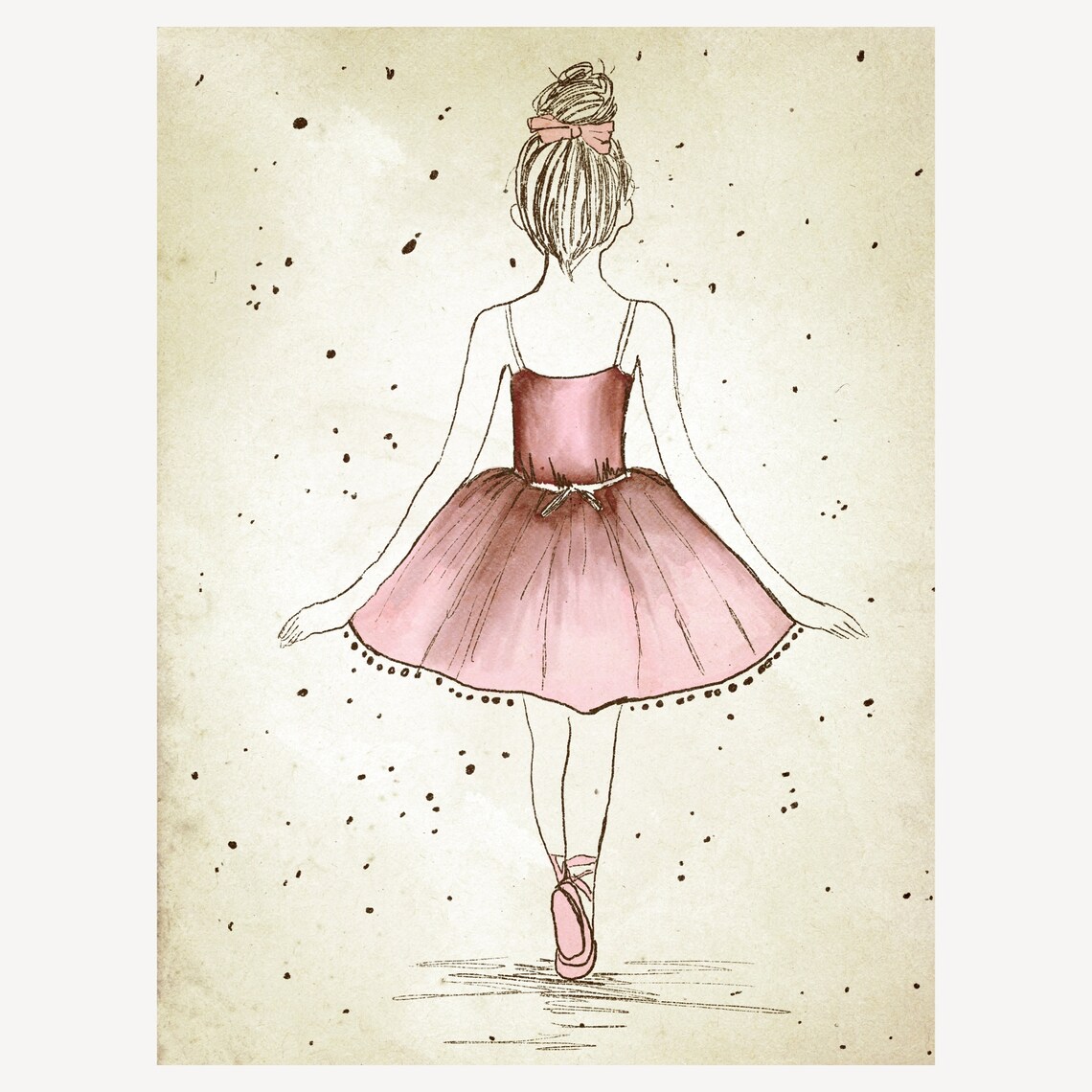 Classic Vintage Ballerina Pink Tutu Sketch Girls Room Poster - Image 4