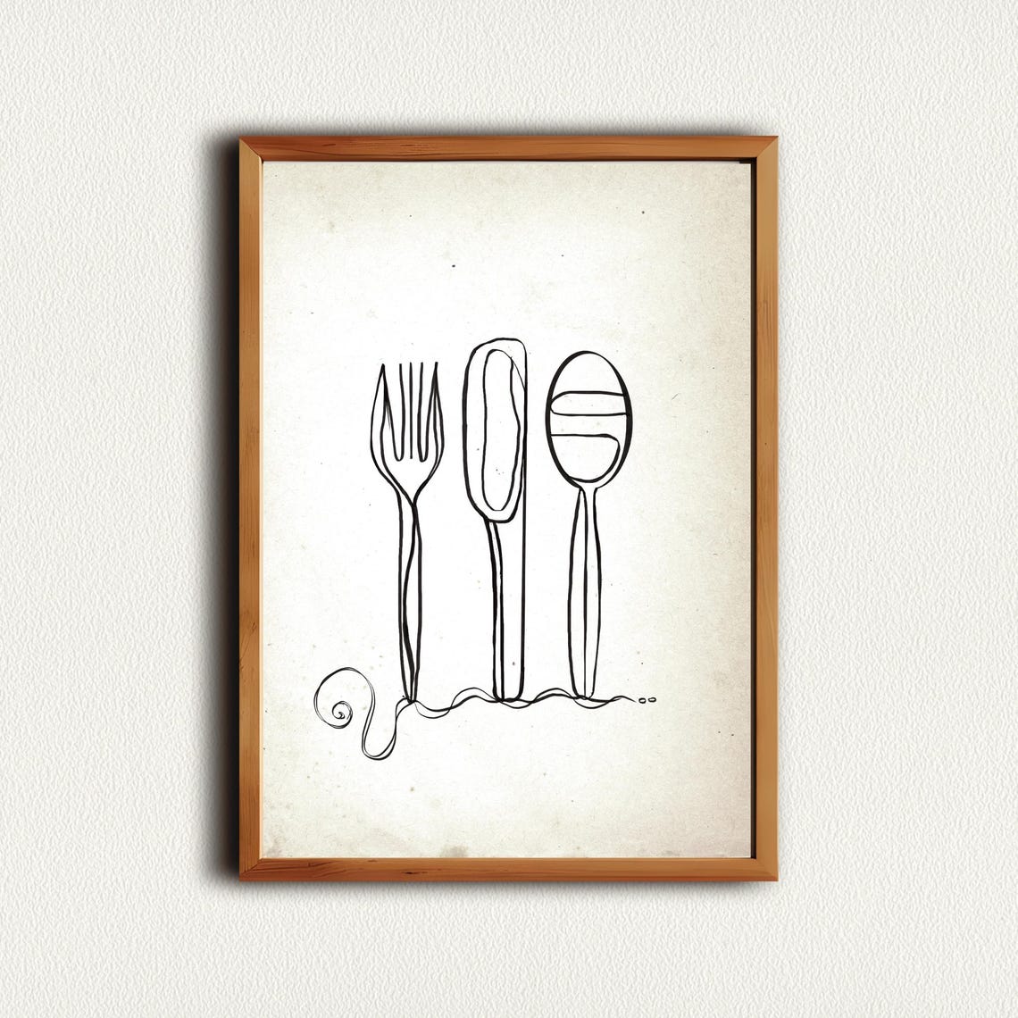 Minimalist Line Art Cutlery Fork Knife Spoon Kitchen Wall Poster - Image 4