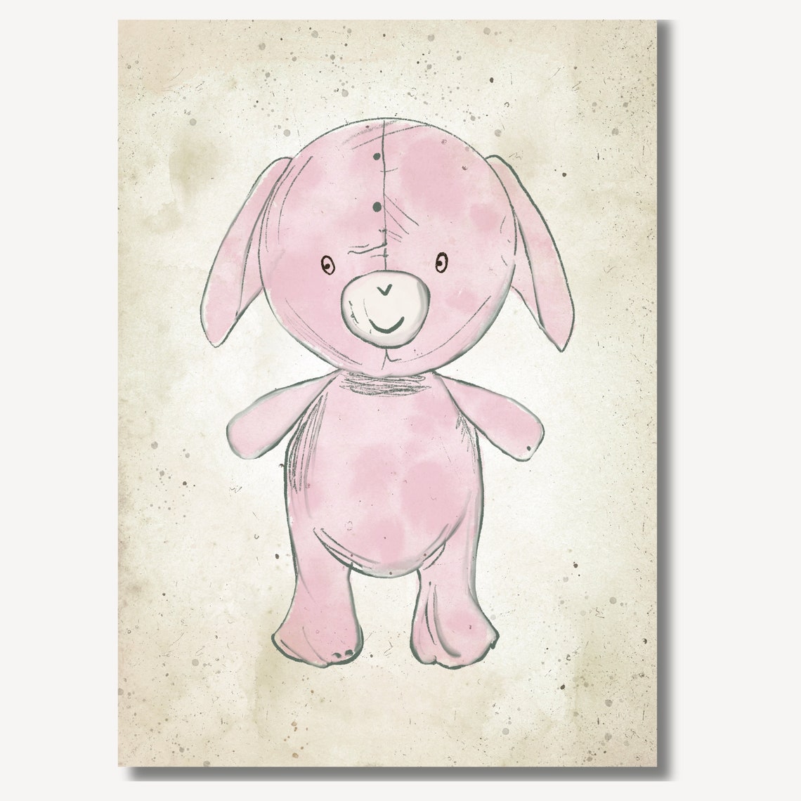 Vintage Nursery Teddy Bear Print Pink Baby Girl Wall Art Vintage Toy Vintage Illustration Girls Room Decor - Image 2