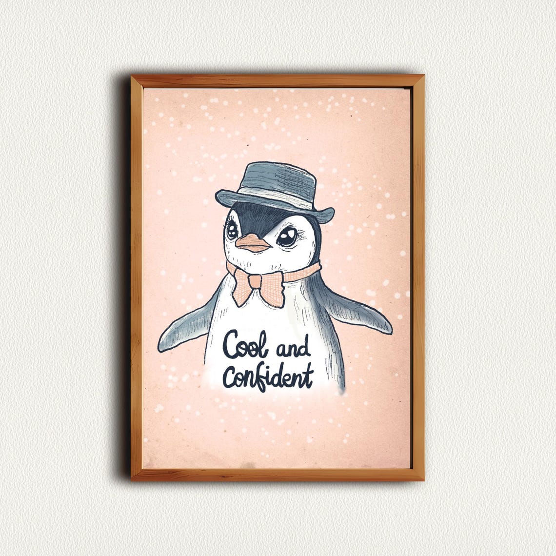 Cool and Confident Penguin with Hat Kids Room Affirmation Poster - Image 3