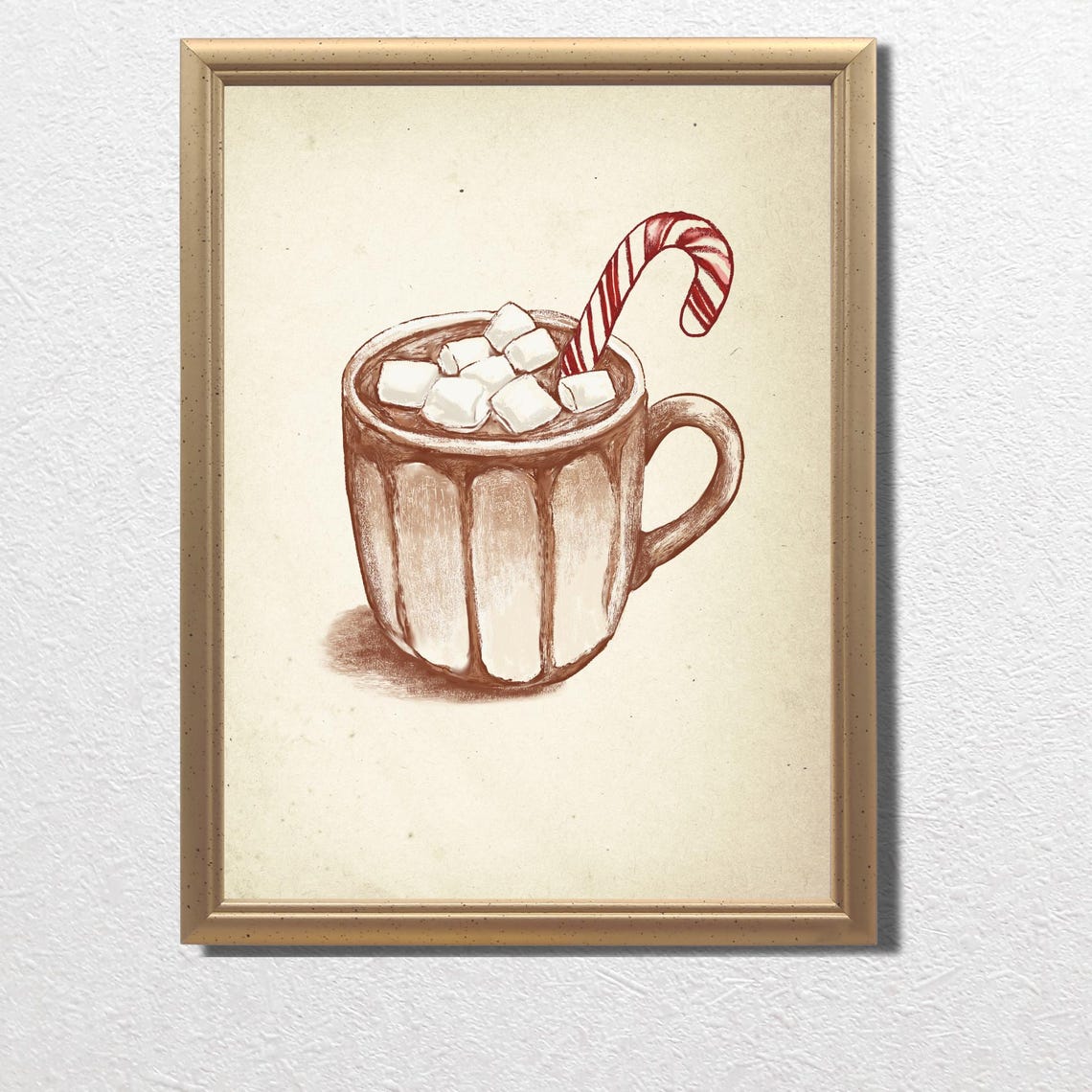 Hot Chocolate With Marshmallows And Candy Cane Christmas Poster - Image 3