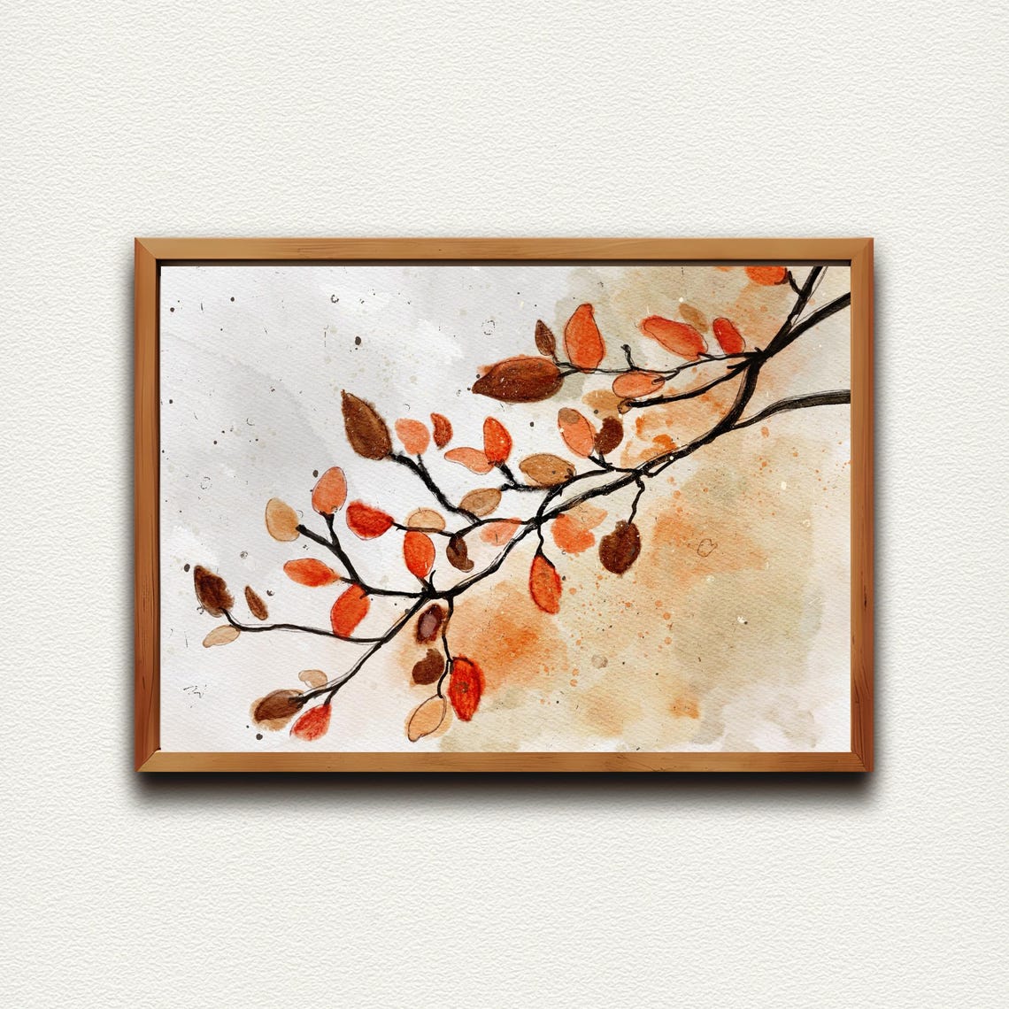 Rust Orange Autumn Branch Watercolor Warm Fall Foliage Poster - Image 3