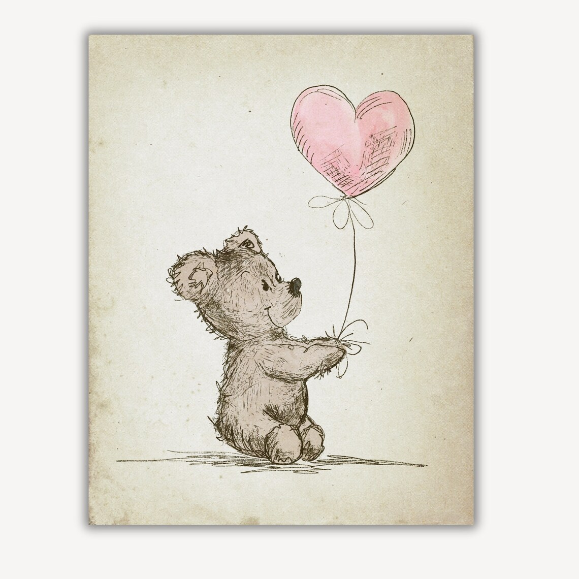 Vintage Teddy Bear Sketch Illustration, Nursery Art Print - Image 2