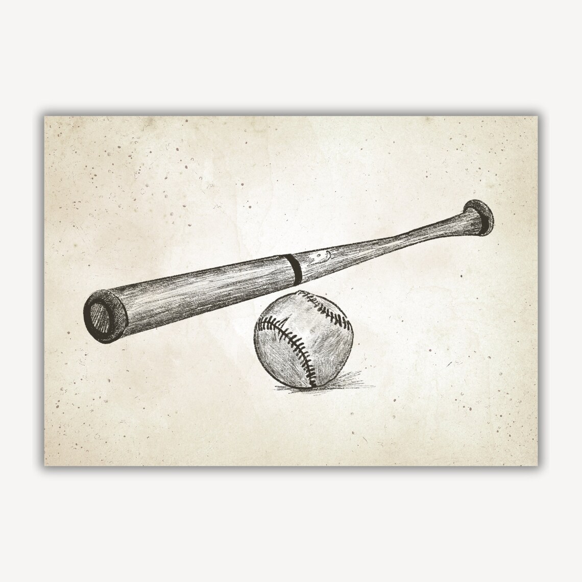 Vintage Baseball Bat Sketch Nursery Art Print - Image 4
