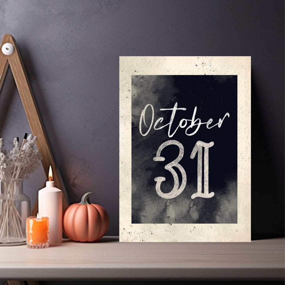 Vintage October 31st Halloween Typography Chalkboard Art Poster - Image 4